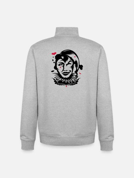 Playing card joker - Unisex Organic Zip Sweatshirt by Stanley/Stella - heather grey