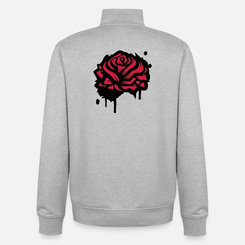 Une rose comme un graffiti - Sweat zippé unisexe en coton bio Stanley/Stella - gris chiné