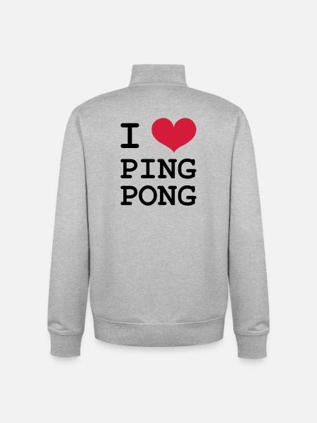 I Love Ping Pong - Unisex Organic Zip Sweatshirt by Stanley/Stella - heather grey