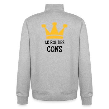 Le Roi des Cons - Sweat zippé unisexe en coton bio Stanley/Stella - gris chiné - Dos - AI Model Male 185 light (185cm)