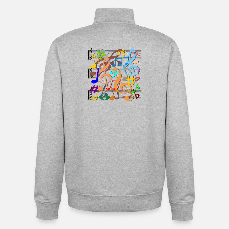 Musical Notes - Unisex Organic Zip Sweatshirt by Stanley/Stella - heather grey