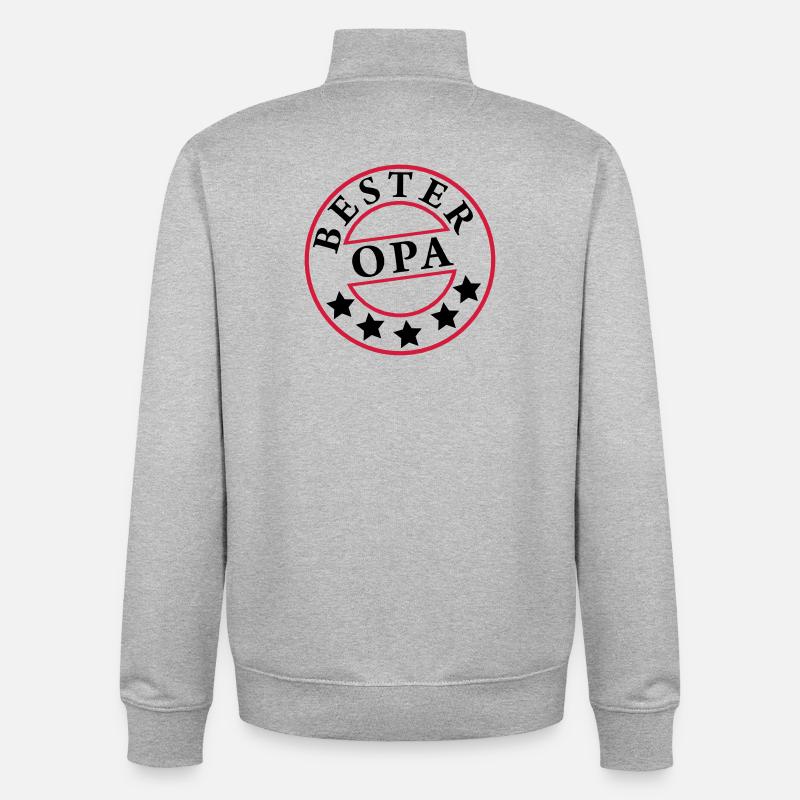 „Bester Opa“ - Unisex Organic Zip Sweatshirt von Stanley/Stella - Grau meliert