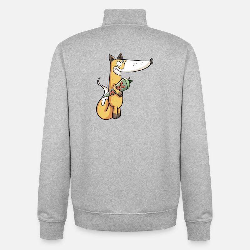 Écolier Fuchs I Einschulung Erstklässler - Sweat zippé unisexe en coton bio Stanley/Stella - gris chiné