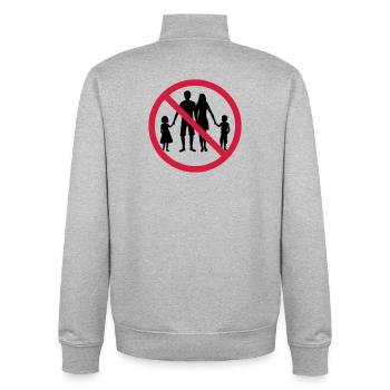 famille interdit zone de bouclier pas d'enfants frères et soeurs - Sweat zippé unisexe en coton bio Stanley/Stella - gris chiné - Dos - AI Model Male 185 light (185cm)