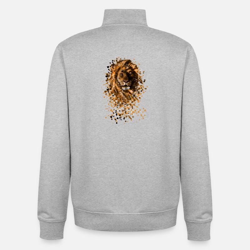 Löwe - Unisex Organic Zip Sweatshirt von Stanley/Stella - Grau meliert