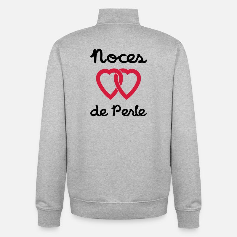 Noces de Perle - Sweat zippé unisexe en coton bio Stanley/Stella - gris chiné