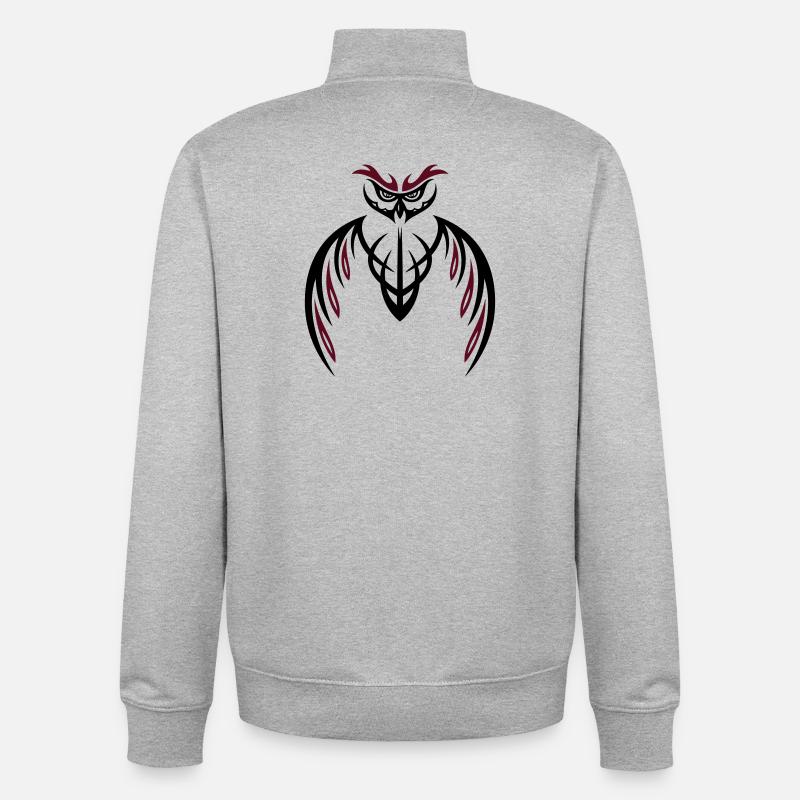 Tribal Eule, tattoo owl - Unisex Organic Zip Sweatshirt von Stanley/Stella - Grau meliert