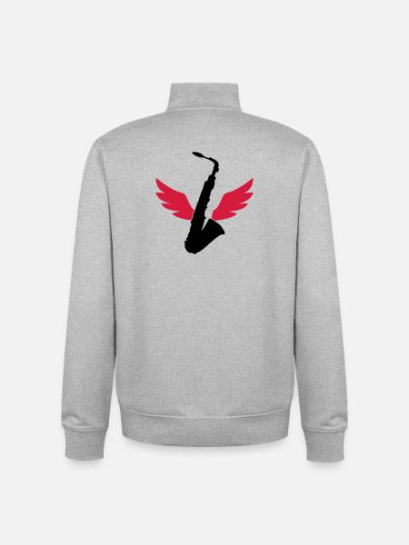 Saxophone / Saxophon - Unisex Organic Zip Sweatshirt by Stanley/Stella - heather grey