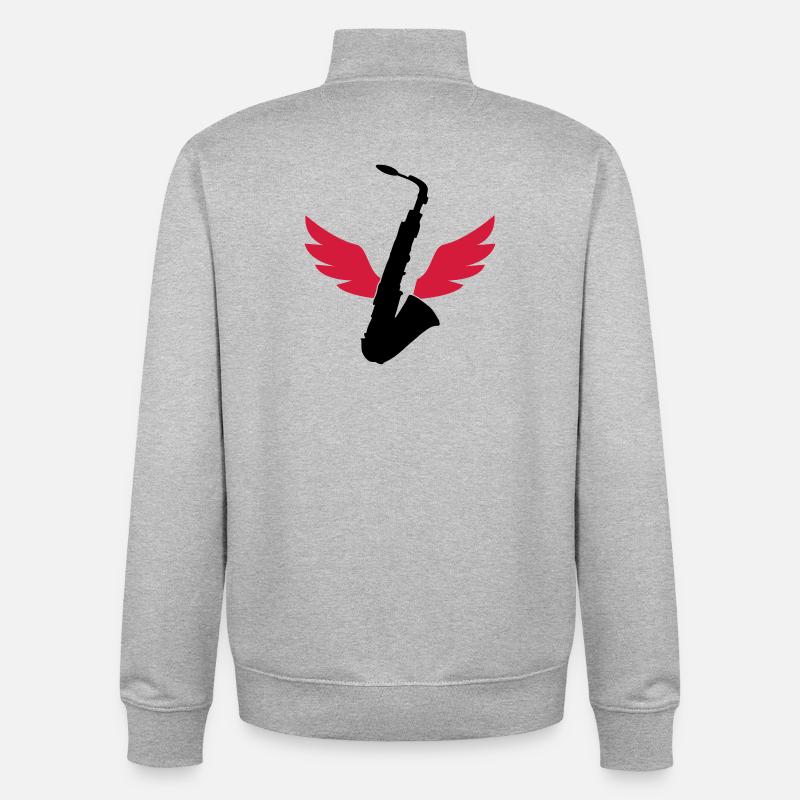 Saxophone / Saxophon - Sweat zippé unisexe en coton bio Stanley/Stella - gris chiné