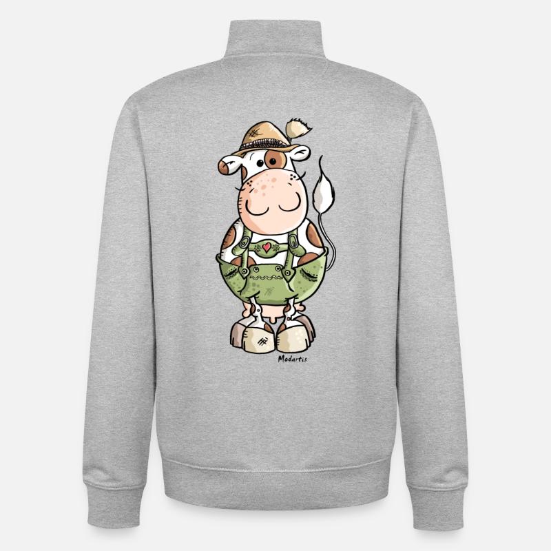 Kuh - Unisex Organic Zip Sweatshirt von Stanley/Stella - Grau meliert