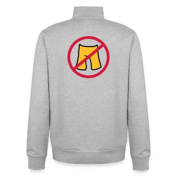 do not put on pants short shorts forbidden shield z - Unisex Organic Zip Sweatshirt by Stanley/Stella - heather grey - Back - AI Model Male 185 light (185cm)