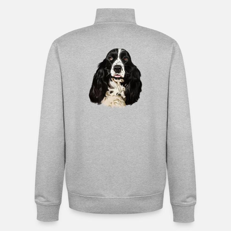 cocker spaniel - Sweat zippé unisexe en coton bio Stanley/Stella - gris chiné
