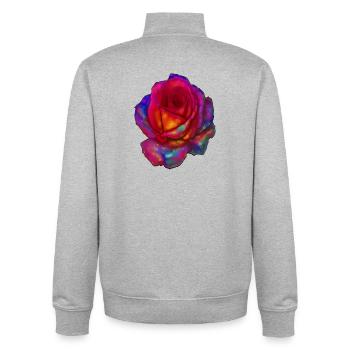 rose - Sweat zippé unisexe en coton bio Stanley/Stella - gris chiné - Dos - AI Model Male 185 light (185cm)
