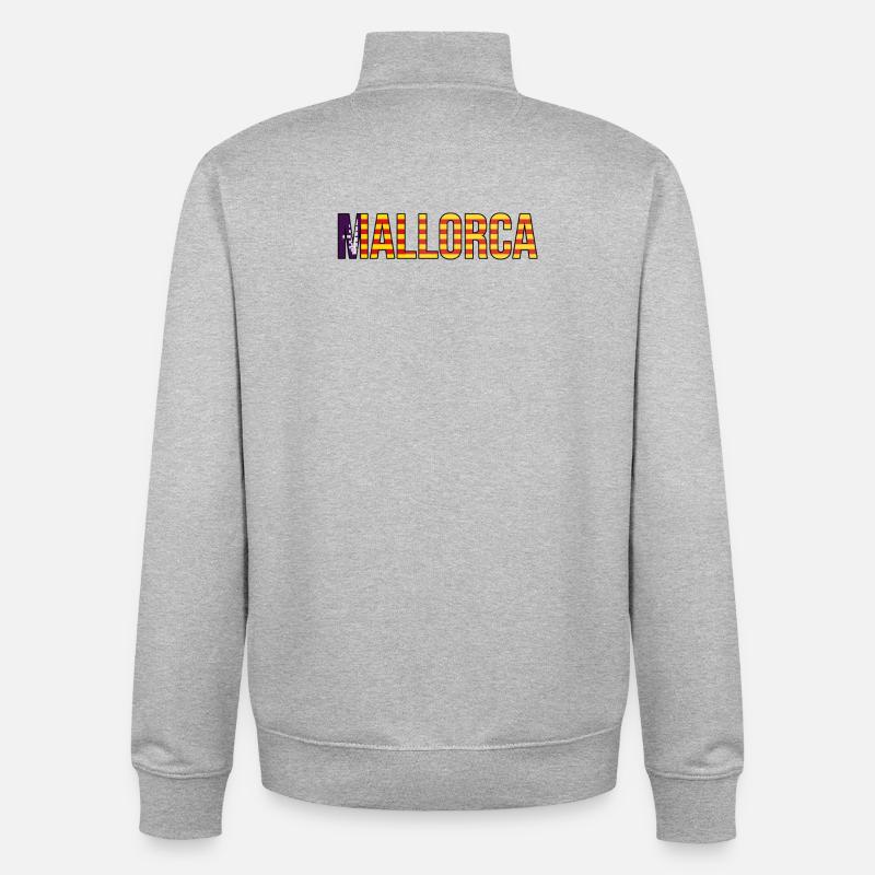 Lettrage rayé de Majorque - Sweat zippé unisexe en coton bio Stanley/Stella - gris chiné