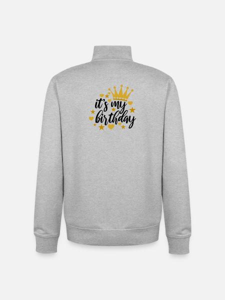 Happy birthday saying sayings - Unisex Organic Zip Sweatshirt by Stanley/Stella - heather grey