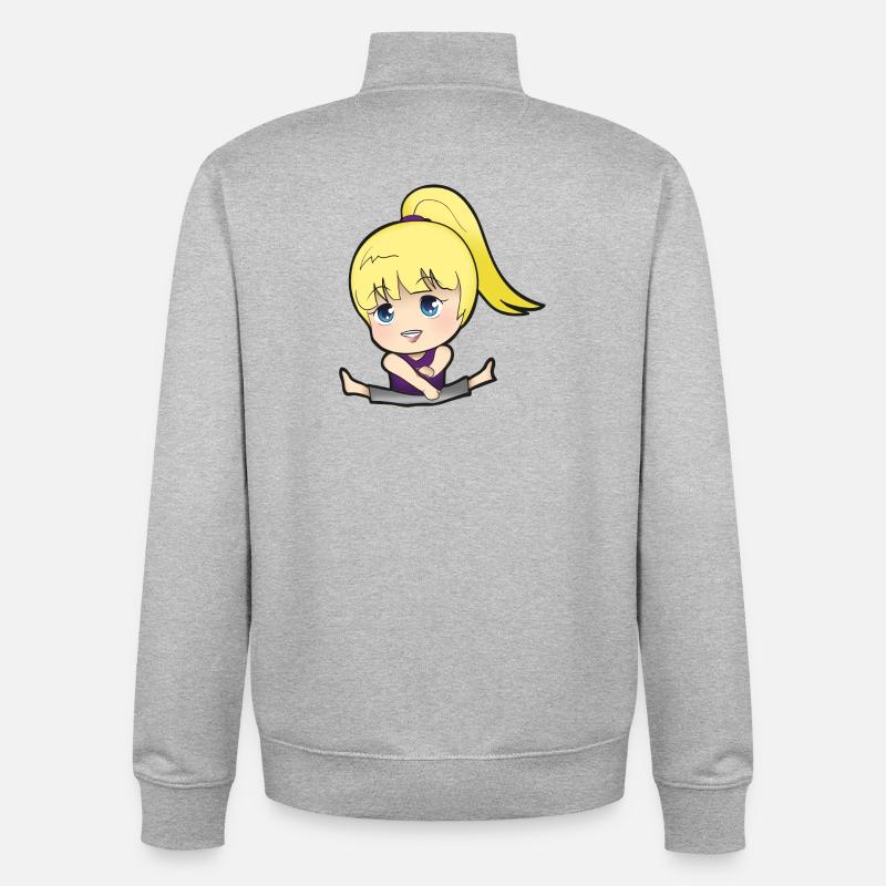 Chibi Anime Manga Splitkick - Unisex Organic Zip Sweatshirt von Stanley/Stella - Grau meliert