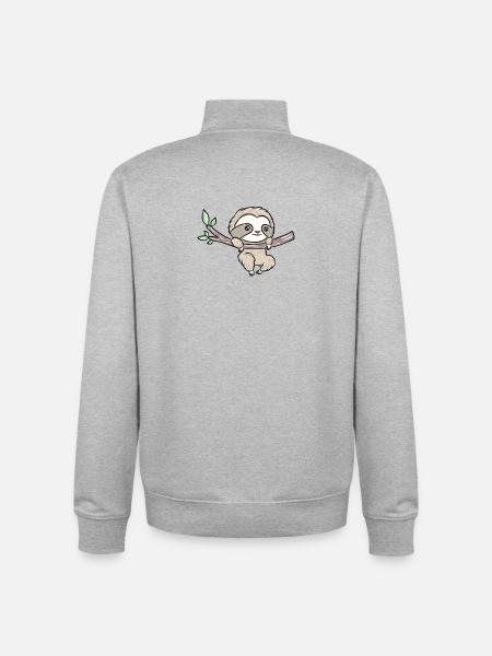 Faultier am Ast – Niedliches Baumdesign - Unisex Organic Zip Sweatshirt von Stanley/Stella - Grau meliert