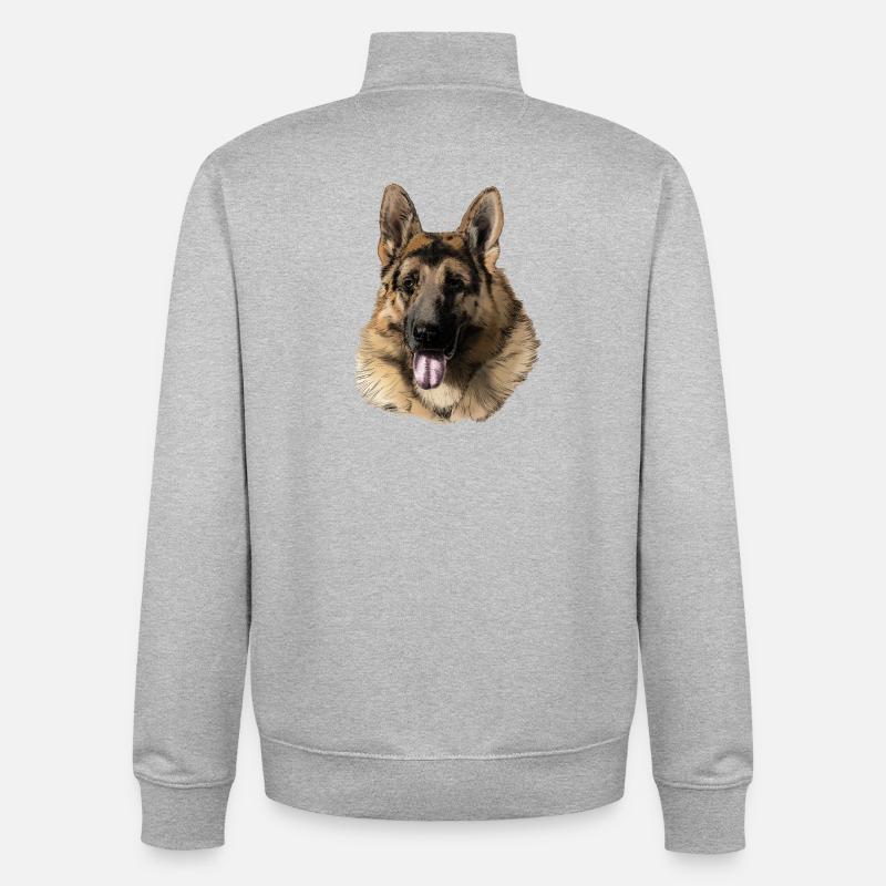 German shepherd - Sweat zippé unisexe en coton bio Stanley/Stella - gris chiné