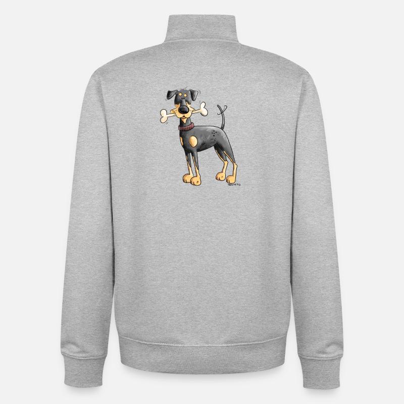 Dobermann Oder Pinscher mit Knochen - Unisex Organic Zip Sweatshirt von Stanley/Stella - Grau meliert