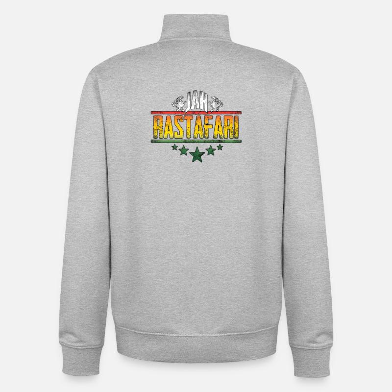 Conception d’affirmation rastafari de Jah - Sweat zippé unisexe en coton bio Stanley/Stella - gris chiné