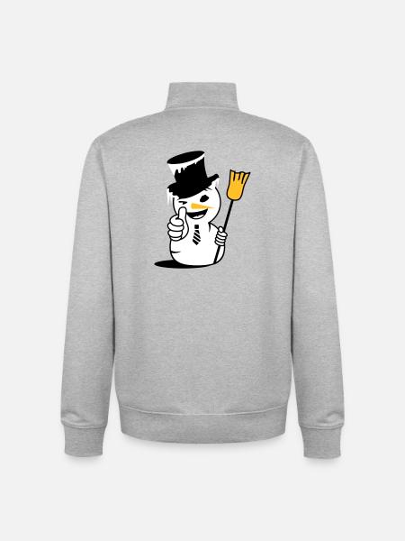 Cool snowman with thumbs up - Unisex Organic Zip Sweatshirt by Stanley/Stella - heather grey