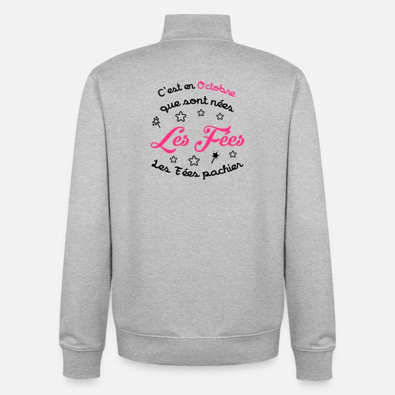 fille / fée / princesse / bébé - Sweat zippé unisexe en coton bio Stanley/Stella - gris chiné