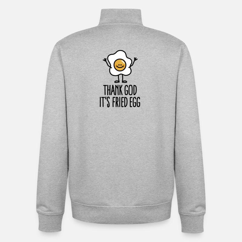 Thank god it's fried egg - Sweat zippé unisexe en coton bio Stanley/Stella - gris chiné