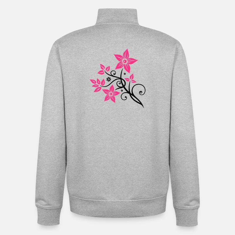 Blumen mit Blättern, Sommer, floral - Unisex Organic Zip Sweatshirt von Stanley/Stella - Grau meliert