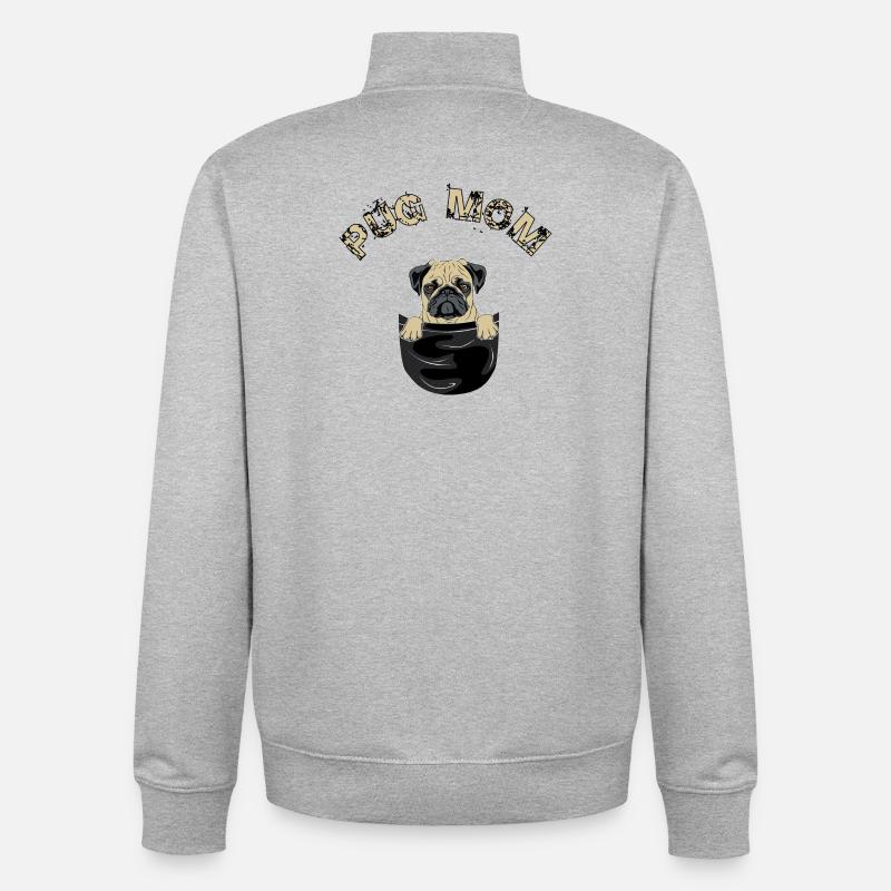Mops Mamma - Unisex Organic Zip Sweatshirt von Stanley/Stella - Grau meliert