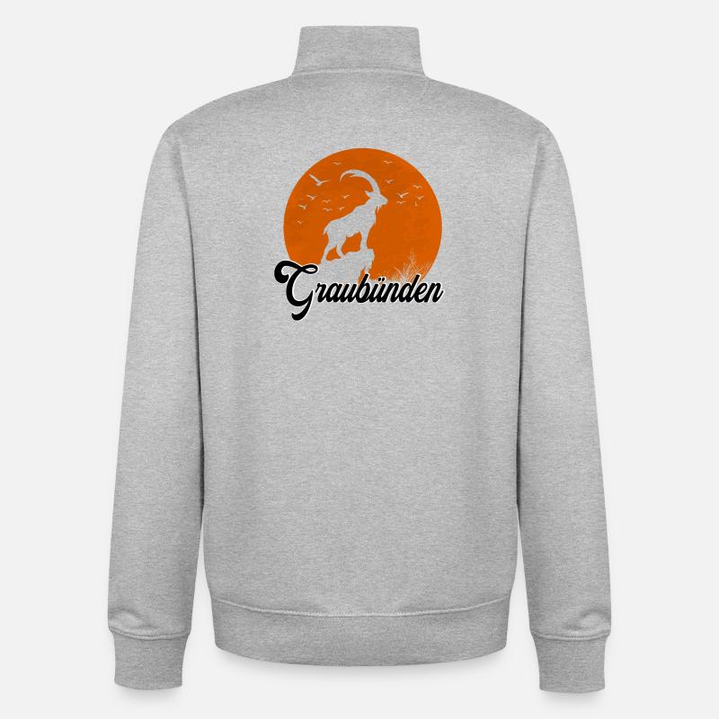 Silhouette lunaire à bandes grises - Sweat zippé unisexe en coton bio Stanley/Stella - gris chiné