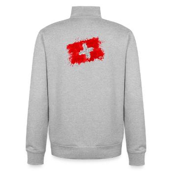 Suisse Nati drapeau drapeau fan de football équipe - Sweat zippé unisexe en coton bio Stanley/Stella - gris chiné - Dos - AI Model Male 185 light (185cm)