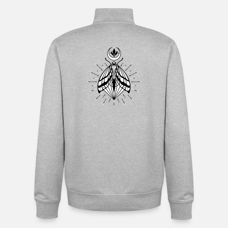 Moth moon crystal diamond firefly - Unisex Organic Zip Sweatshirt by Stanley/Stella - heather grey