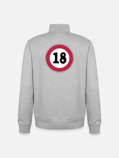 18th birthday sign - Unisex Organic Zip Sweatshirt by Stanley/Stella - heather grey
