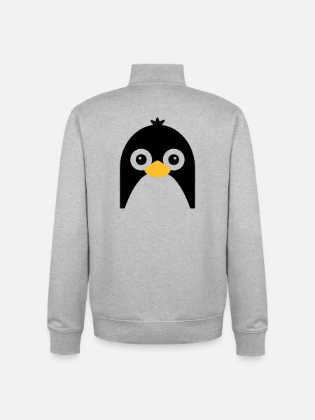 Cute Penguin Face - Unisex Organic Zip Sweatshirt by Stanley/Stella - heather grey