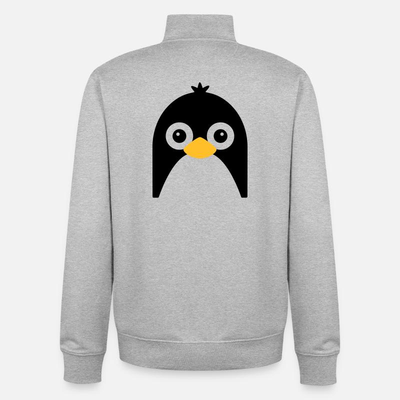 Visage de pingouin mignon - Sweat zippé unisexe en coton bio Stanley/Stella - gris chiné