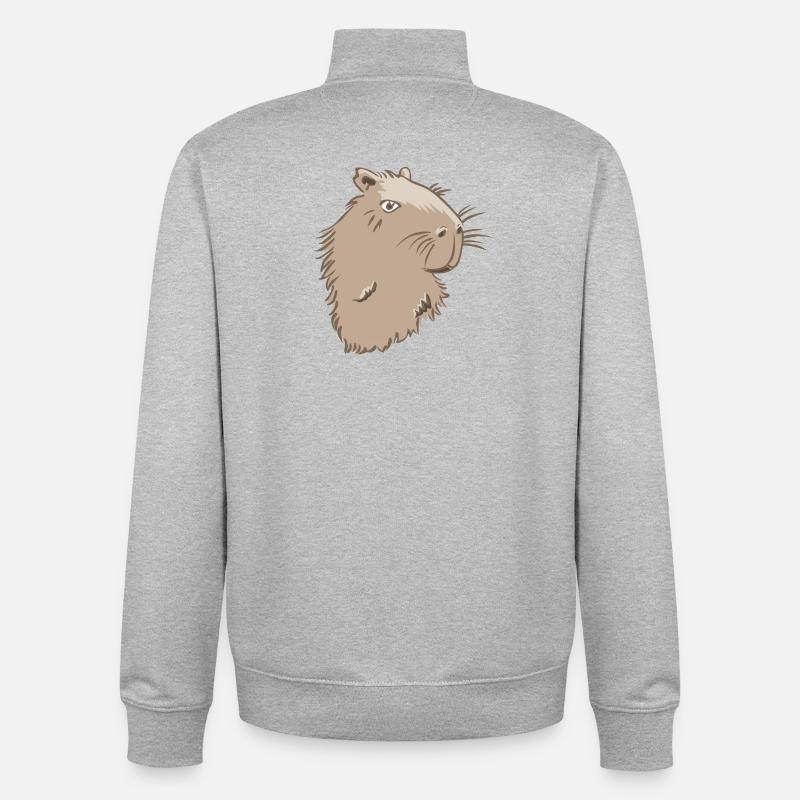 Tête de capybara - Sweat zippé unisexe en coton bio Stanley/Stella - gris chiné