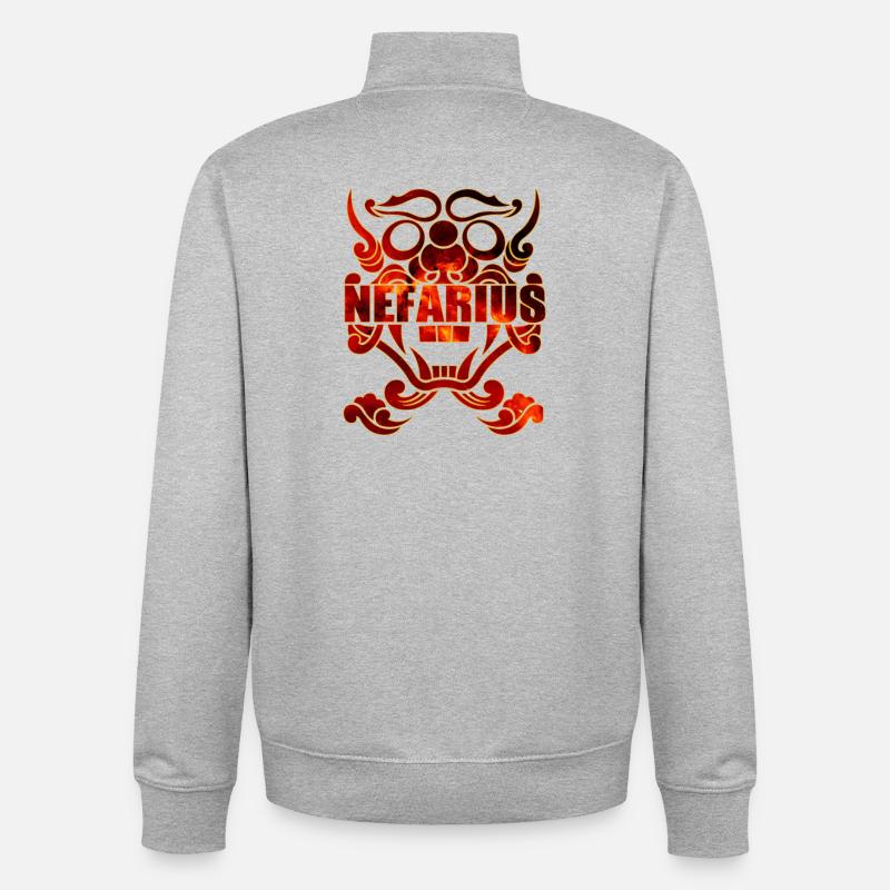 Signe de Feu Nefarius - Sweat zippé unisexe en coton bio Stanley/Stella - gris chiné