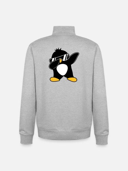 Dabbing Pinguin - Unisex Organic Zip Sweatshirt von Stanley/Stella - Grau meliert