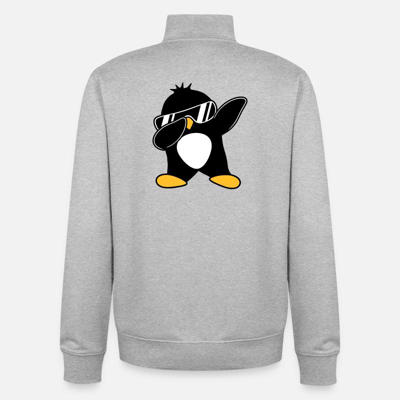 Pingouin dabbing - Sweat zippé unisexe en coton bio Stanley/Stella - gris chiné