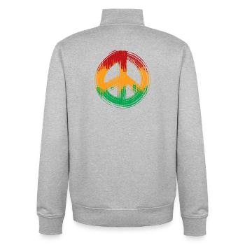 Reggae love peace peace Jamaica Reggaeton - Sweat zippé unisexe en coton bio Stanley/Stella - gris chiné - Dos - AI Model Male 185 light (185cm)
