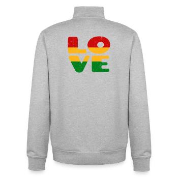 J’aime la Jamaïque Reggae Reggae Musique Rasta - Sweat zippé unisexe en coton bio Stanley/Stella - gris chiné - Dos - AI Model Male 185 light (185cm)