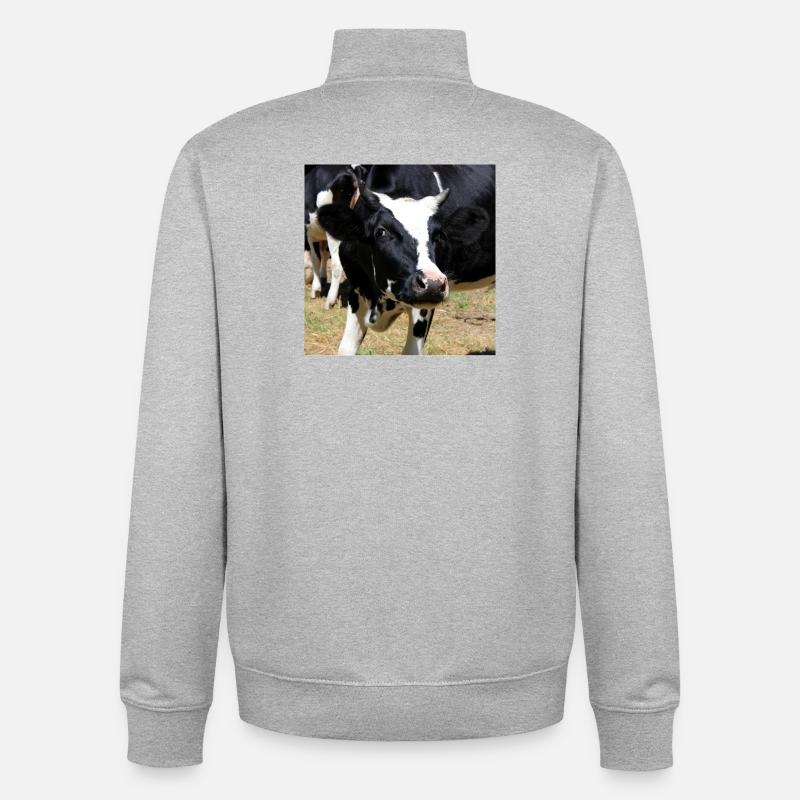 Affiche vache - Sweat zippé unisexe en coton bio Stanley/Stella - gris chiné