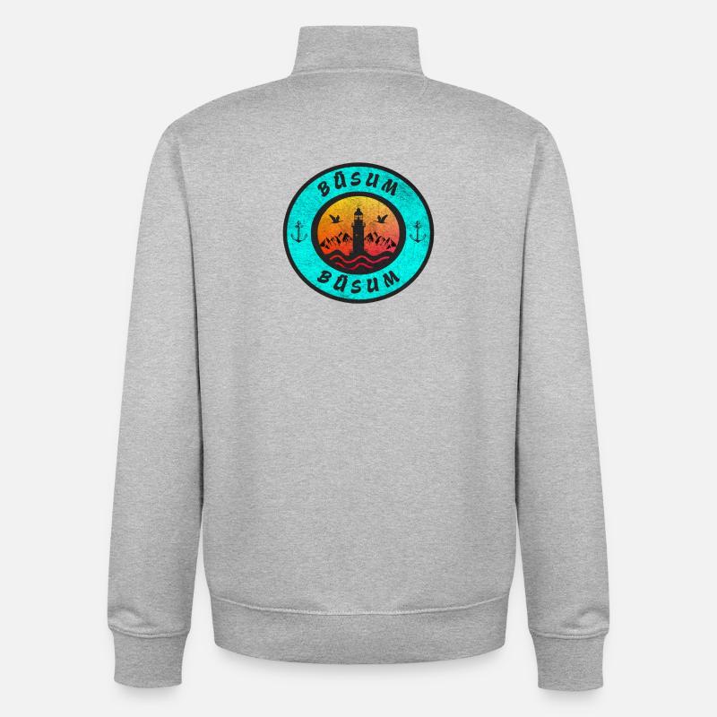 Büsum Leuchtturm Design / Geschenkidee - Unisex Organic Zip Sweatshirt von Stanley/Stella - Grau meliert