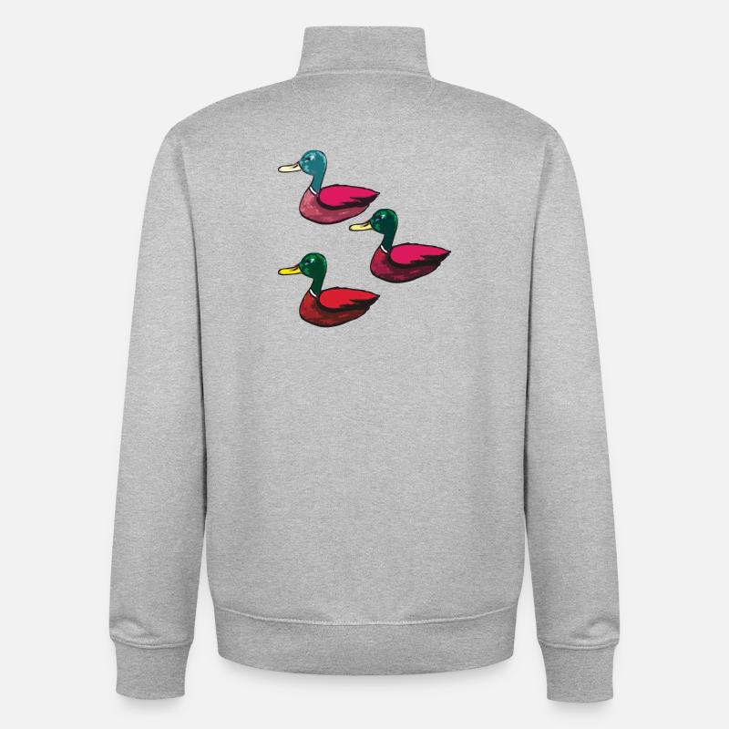 Canards pack de trois - Sweat zippé unisexe en coton bio Stanley/Stella - gris chiné