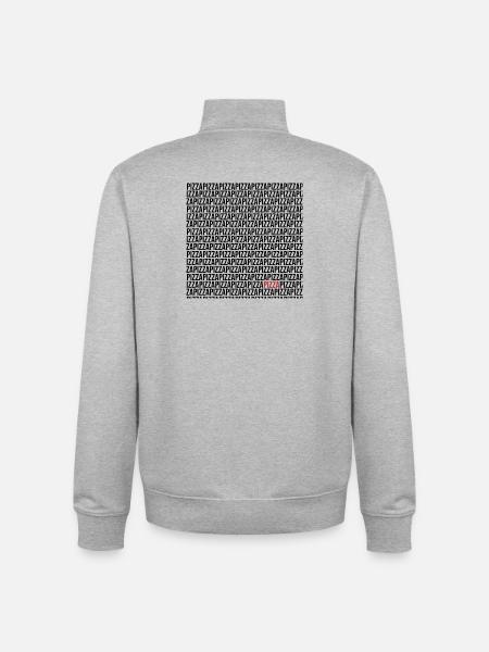 Black pizza logo in red - Unisex Organic Zip Sweatshirt by Stanley/Stella - heather grey