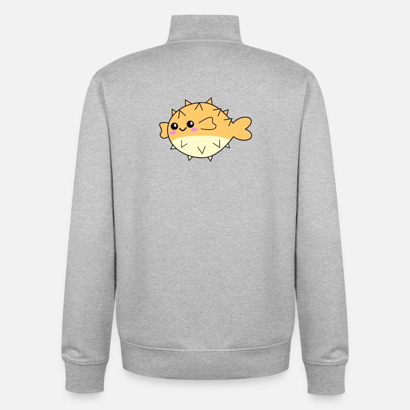 Poisson-globe mignon animal - Sweat zippé unisexe en coton bio Stanley/Stella - gris chiné