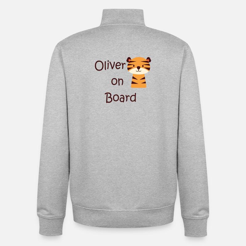 Oliver on board - Sweat zippé unisexe en coton bio Stanley/Stella - gris chiné