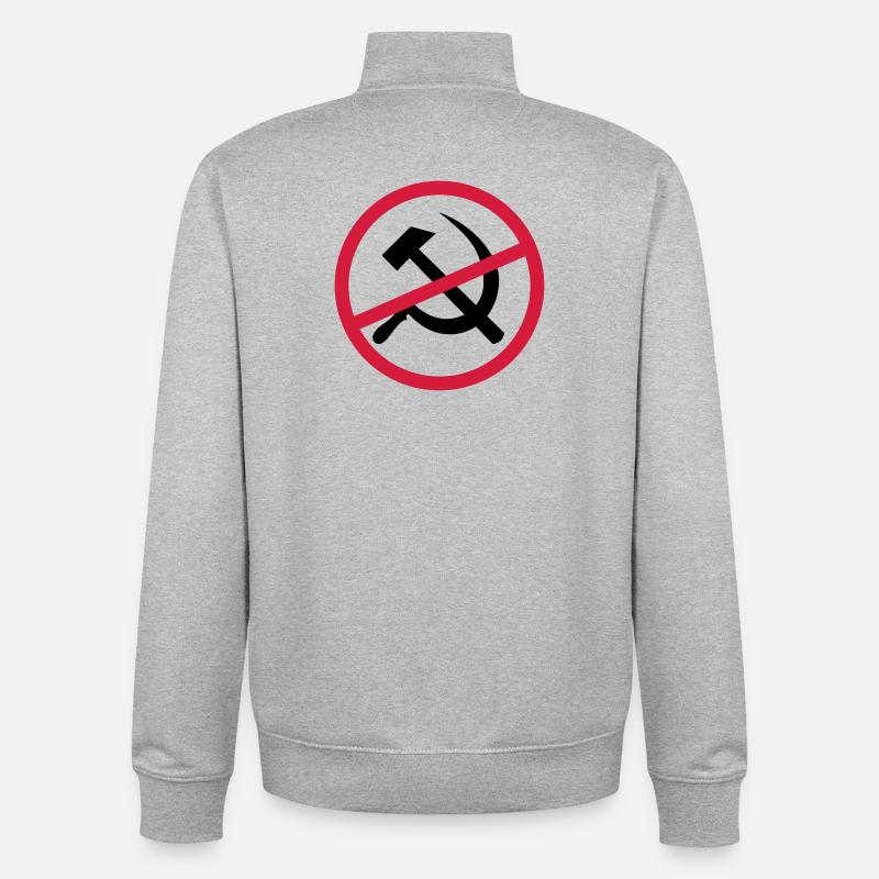 Signe du communisme interdit - Sweat zippé unisexe en coton bio Stanley/Stella - gris chiné