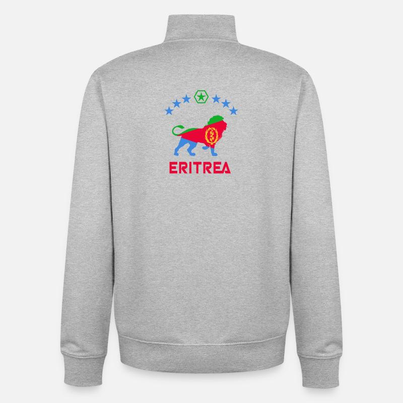 Conception de lion d'Érythrée - Sweat zippé unisexe en coton bio Stanley/Stella - gris chiné