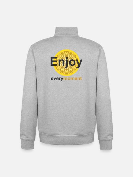 enjoy every moment kontiki - Unisex Organic Zip Sweatshirt by Stanley/Stella - heather grey